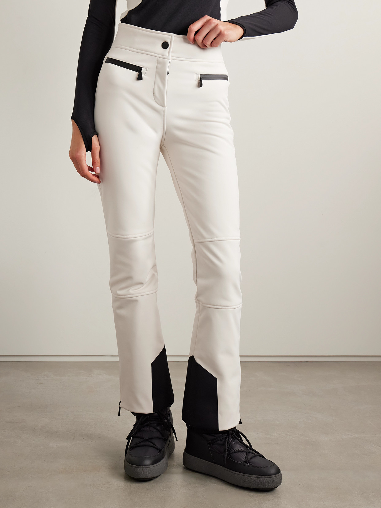 Moncler Paneled Bootcut Ski Pants In White
