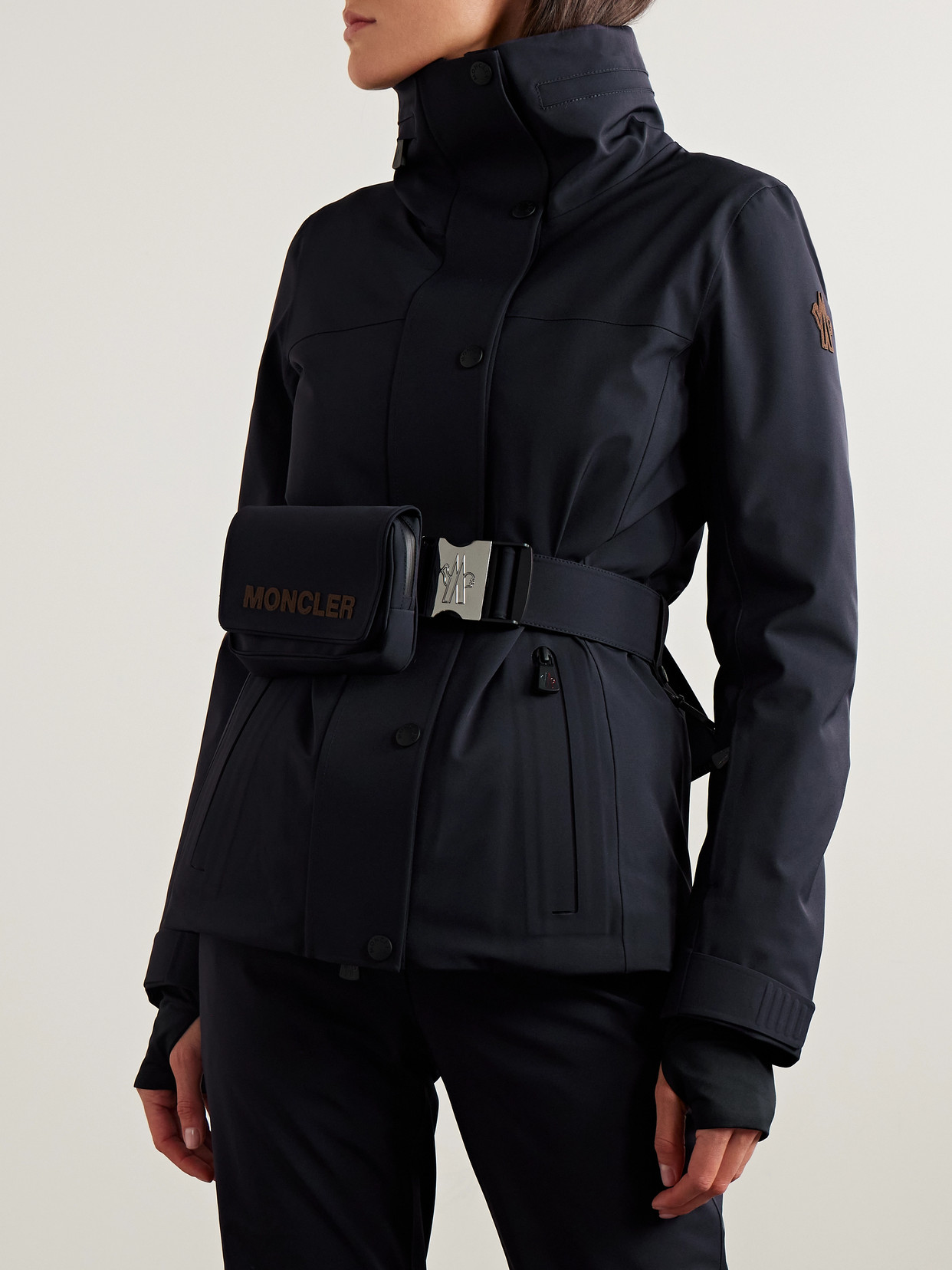 Moncler Hainets Belted Stretch-twill Ski Jacket In Blue