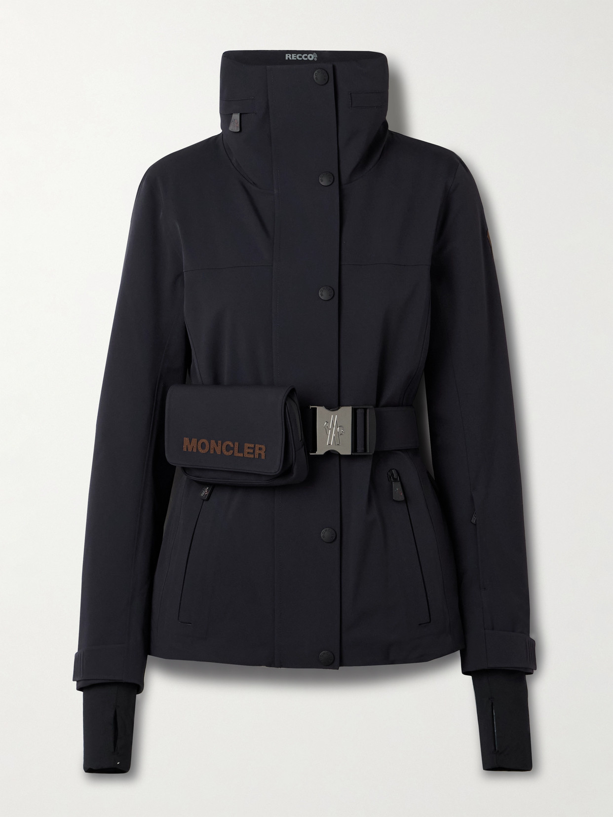 Moncler Hainets Belted Stretch-twill Ski Jacket In Blue