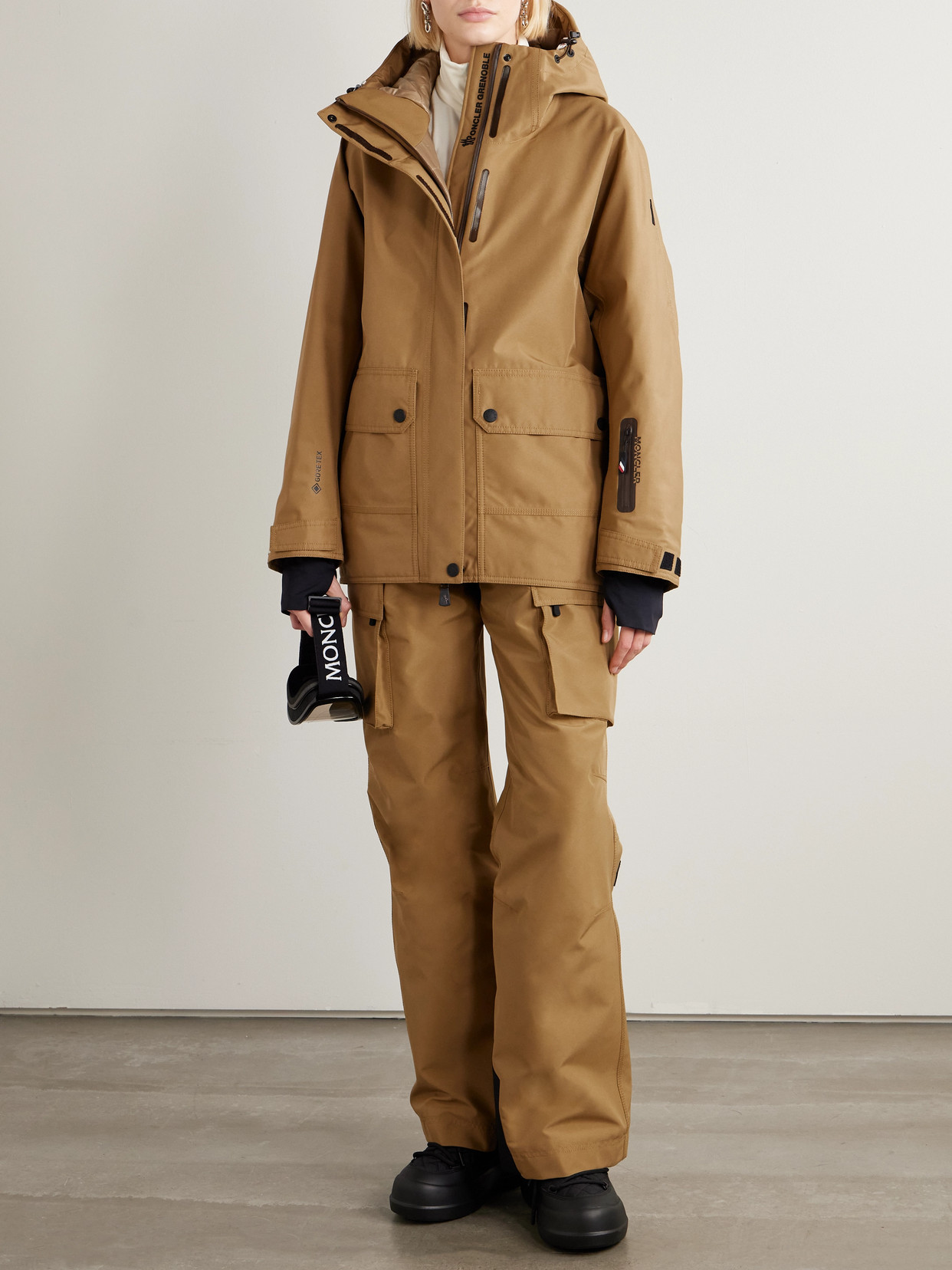 Moncler Bwindi Hooded Gore-tex 2l Ski Jacket In Brown