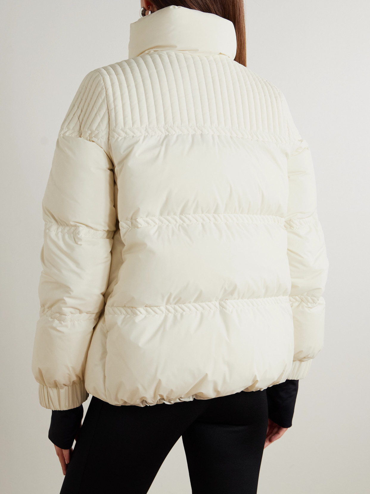 Moncler Anglin Padded Jacket With Logo-patch In Neutral