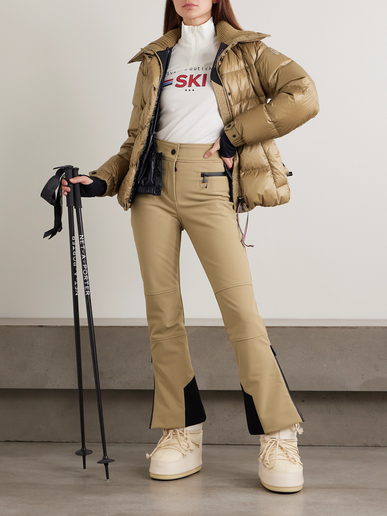 Moncler Bataillouse Quilted Down Ski Jacket In Brown