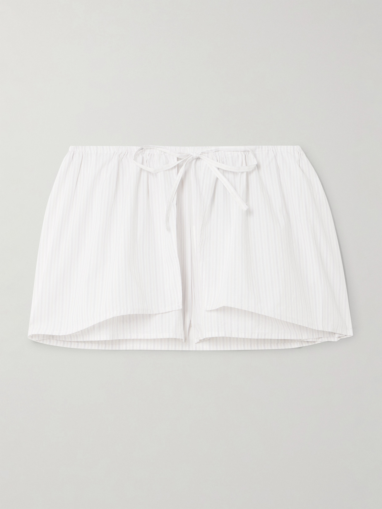 Deiji Studios Wrap-effect Striped Organic Cotton-poplin Shorts In White