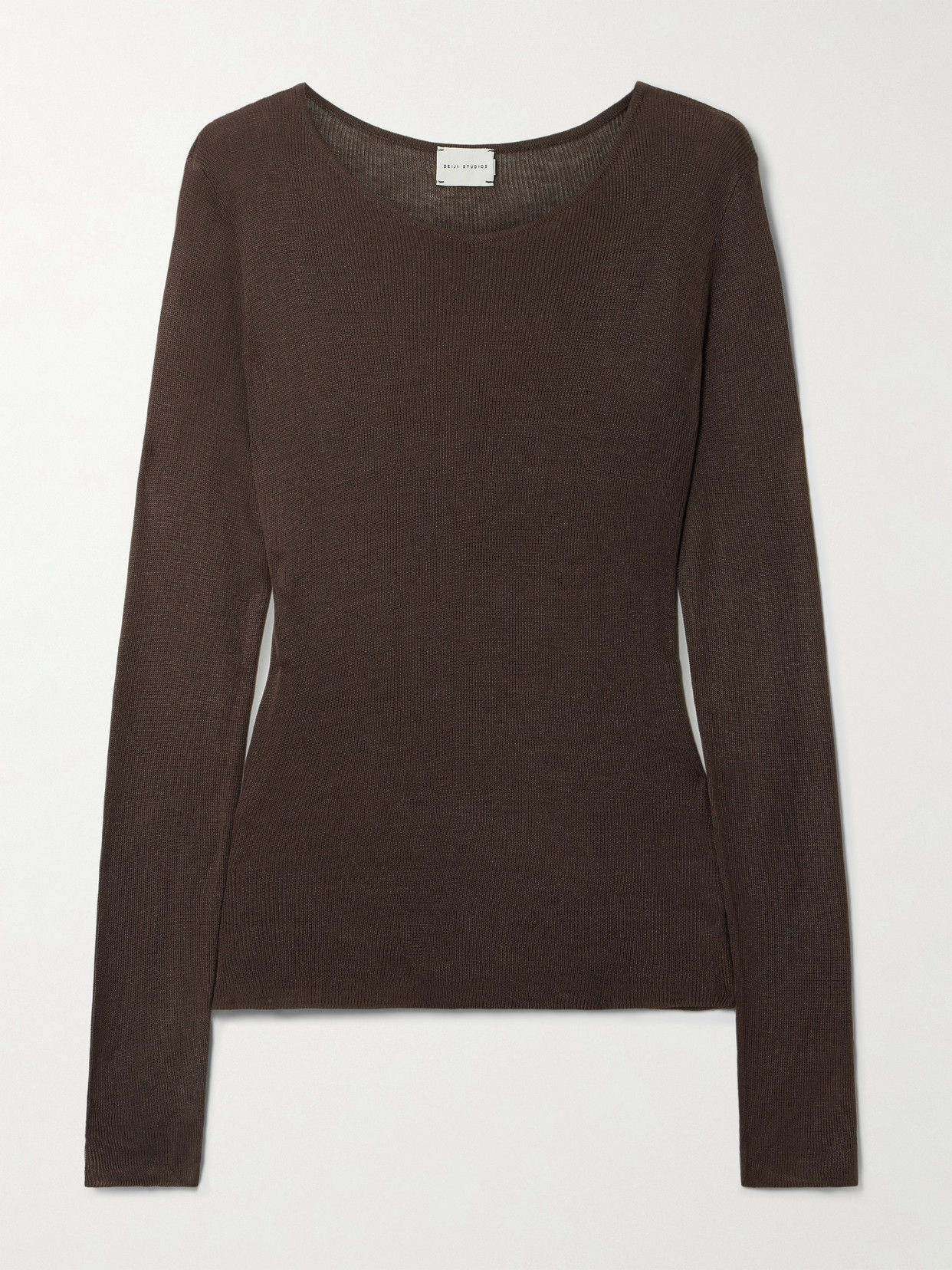 Deiji Studios Ribbed-knit T-shirt In Brown