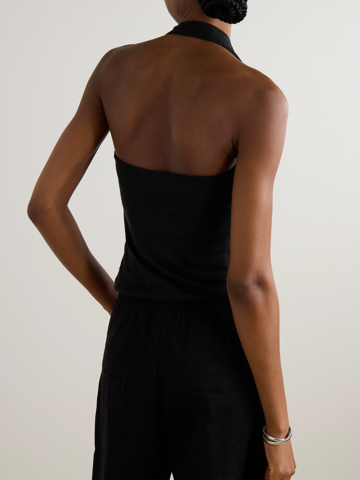 Slub Linen And Lyocell-Blend Jersey Wrap-Effect Top