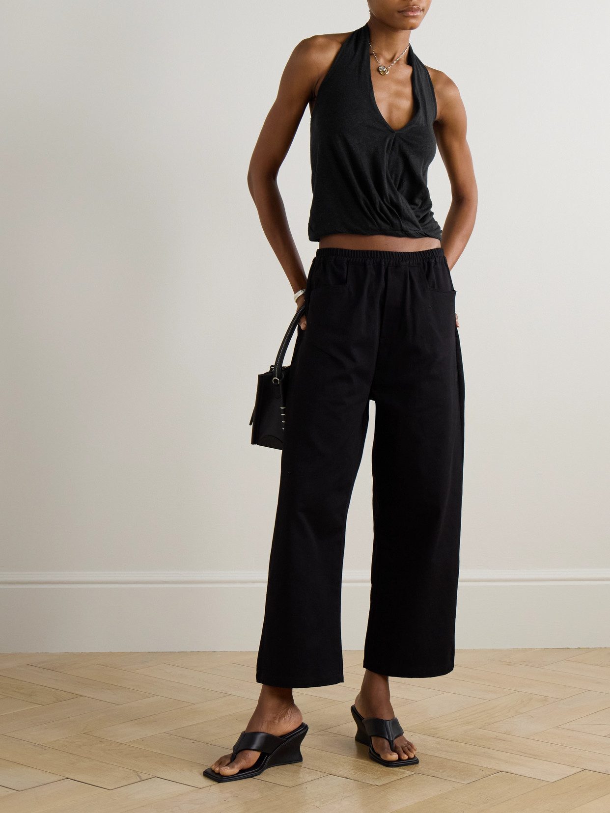 Slub Linen And Lyocell-Blend Jersey Wrap-Effect Top