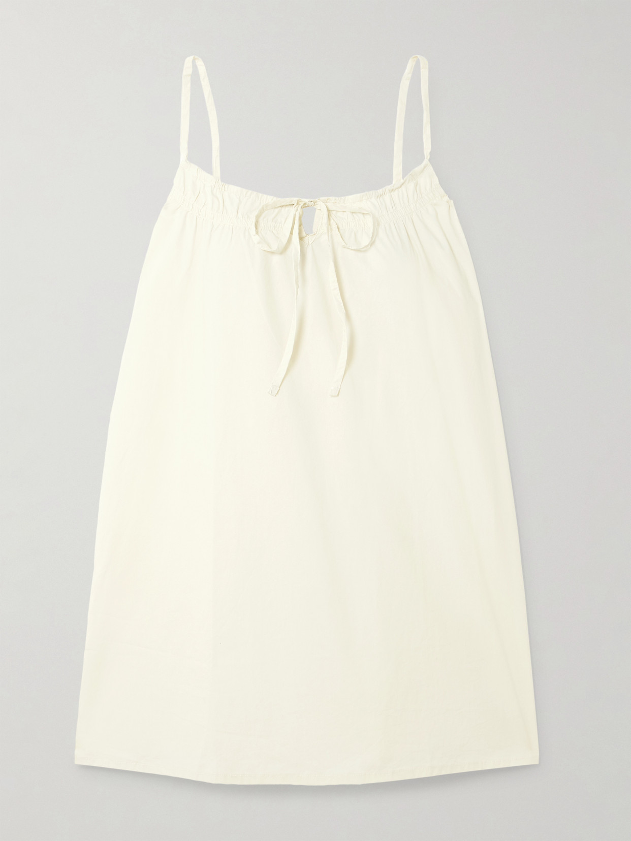 Deiji Studios Drawstring Organic Cotton-poplin Mini Dress In White