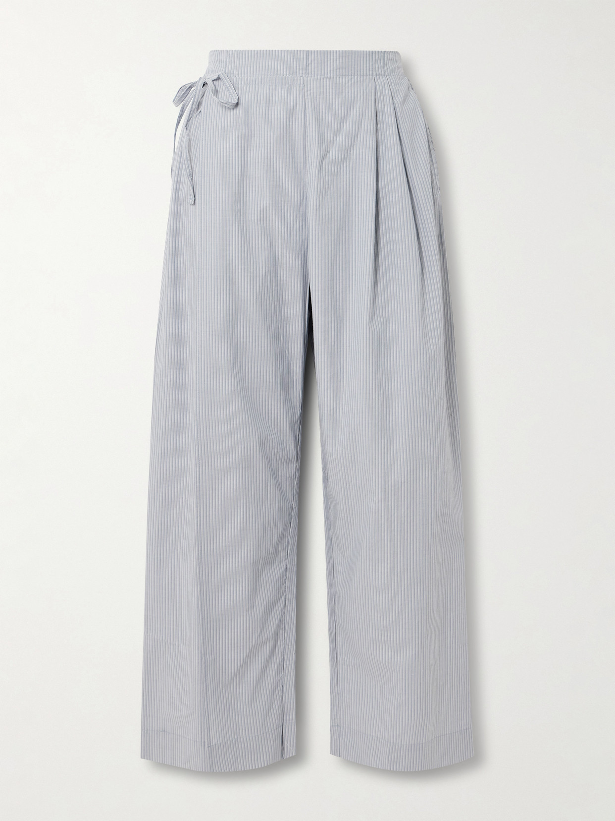 Deiji Studios Striped Organic Cotton-poplin Wide-leg Pants In Blue