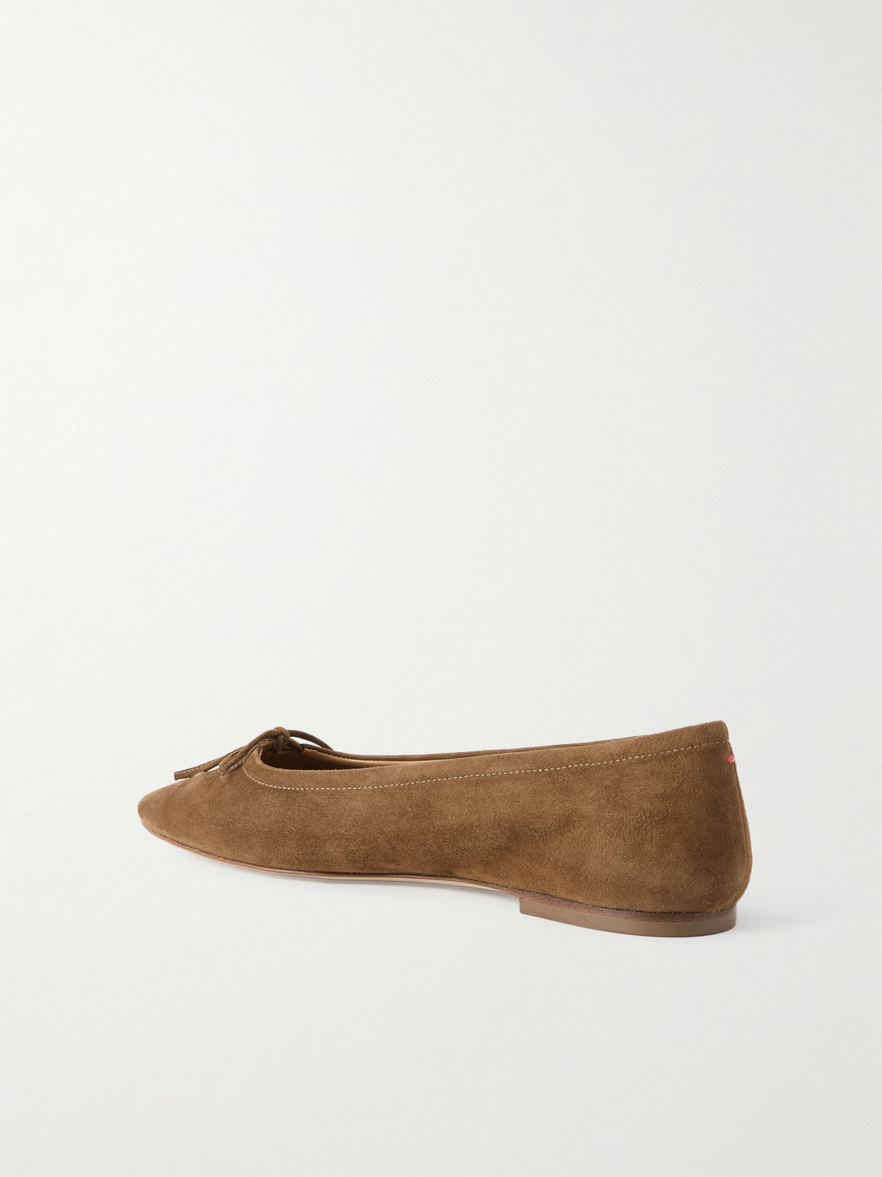 Aeyde Bow Detail Suede Finish Flat Sole Ballerinas In Brown