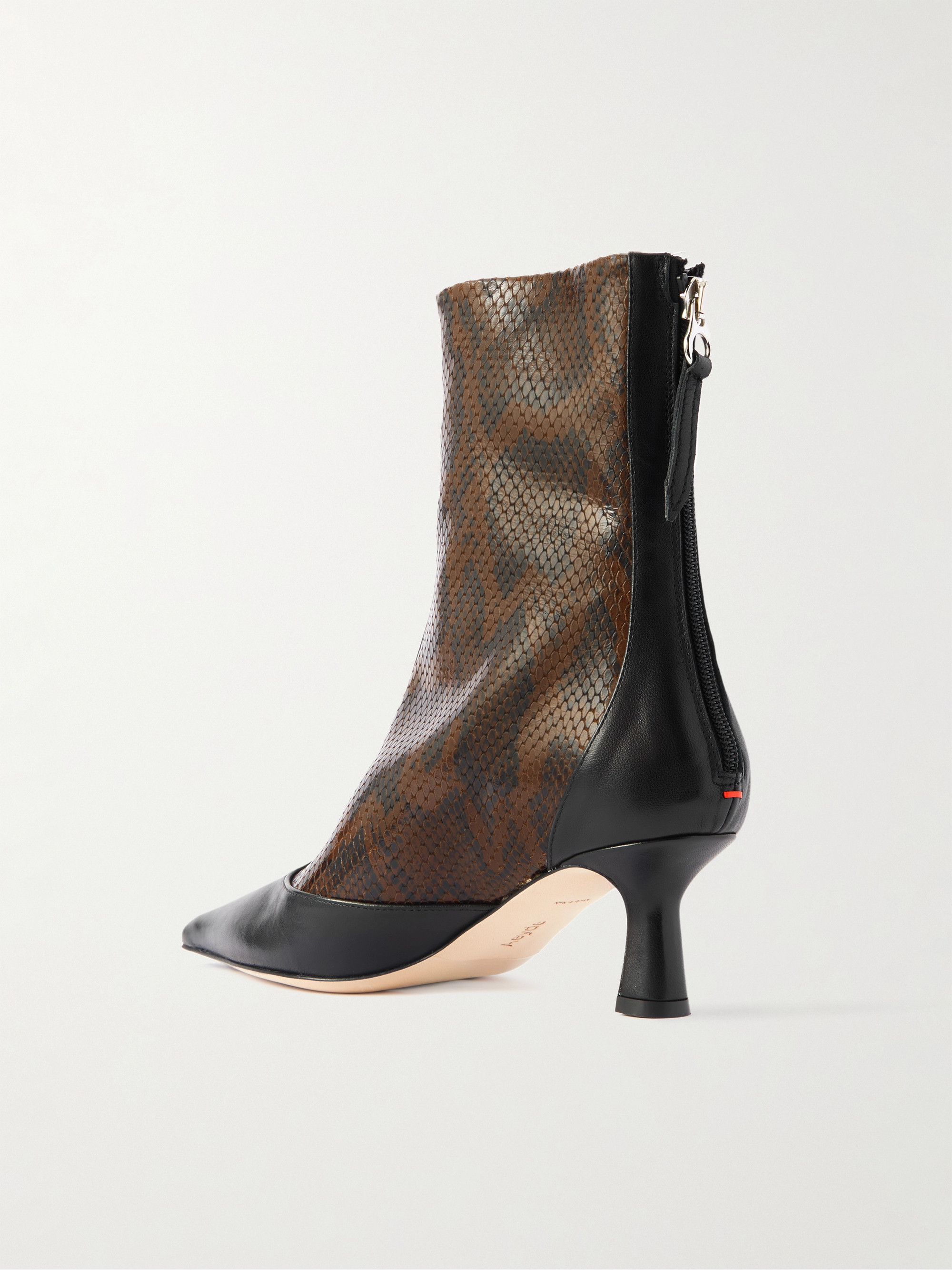 AEYDE Sila smooth and snake-effect leather ankle boots Plush