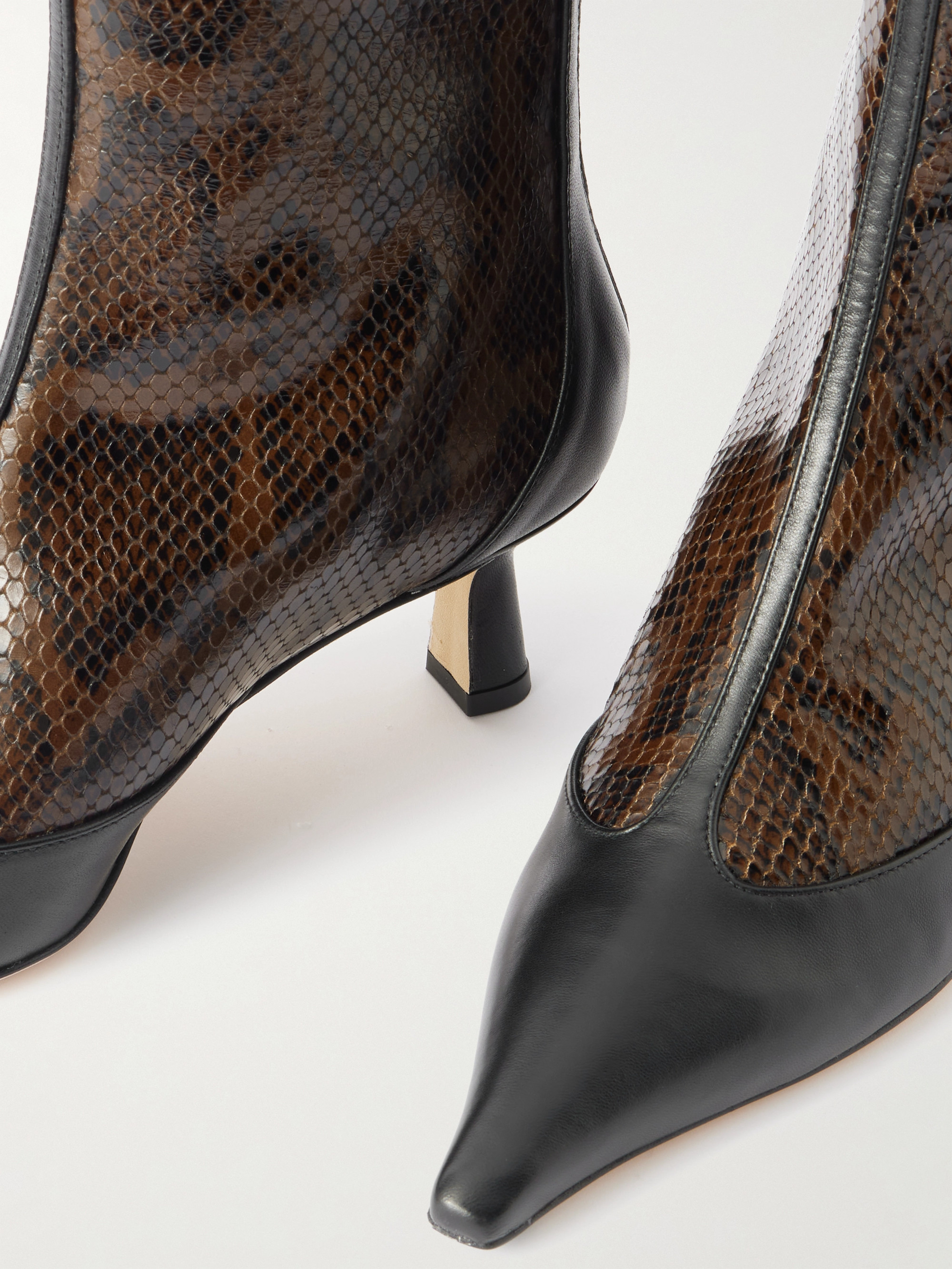 AEYDE Sila smooth and snake-effect leather ankle boots Plush