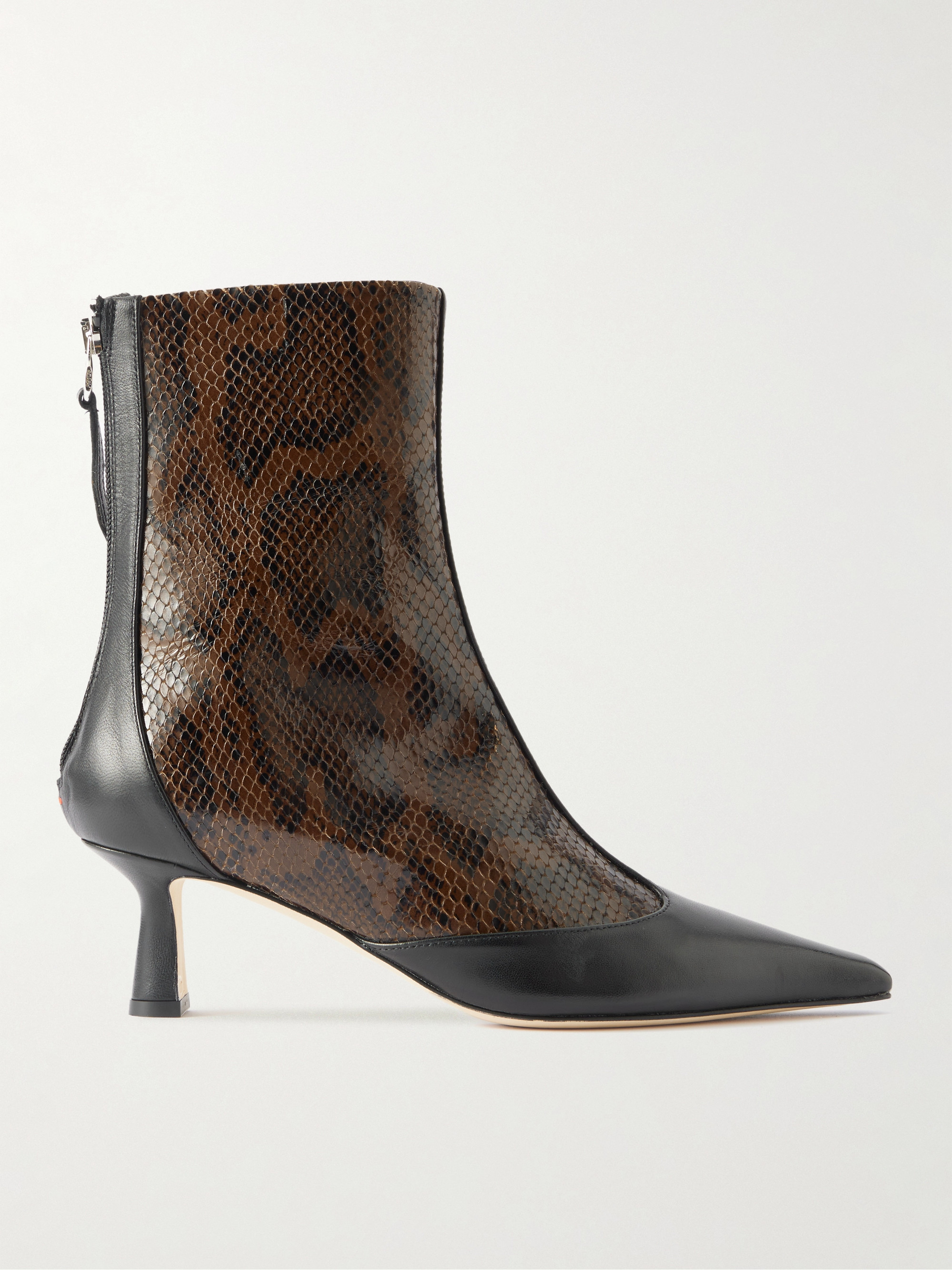 AEYDE Sila smooth and snake-effect leather ankle boots