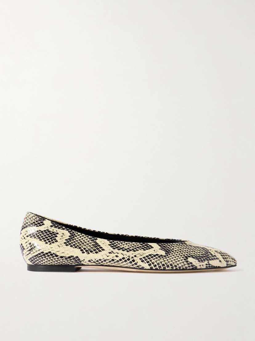 aeyde Ellie Snake-effect Leather Ballet Flats