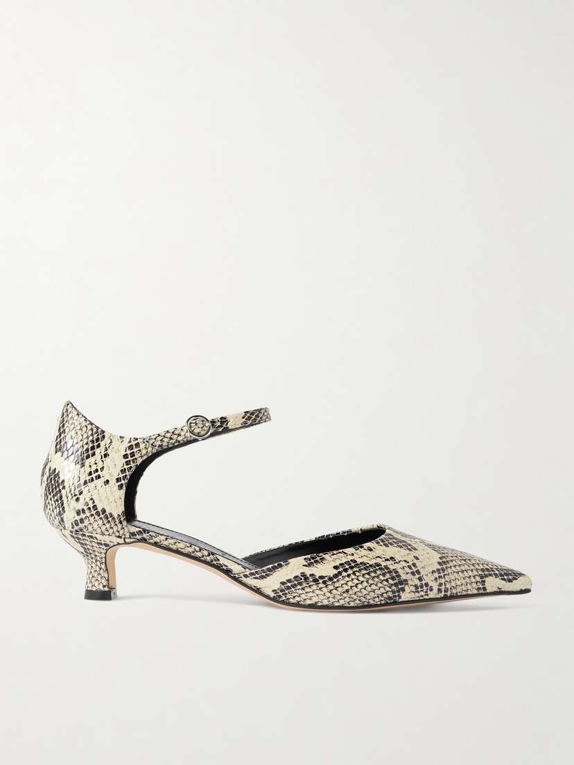 aeyde Tillie Snake-effect Leather Pumps