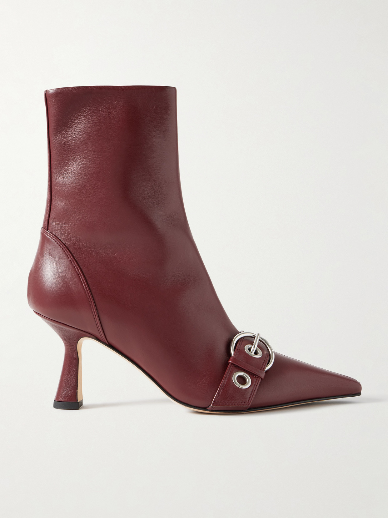 Aeyde Halima Buckle-embellished Leather Ankle Boots In Burgundy