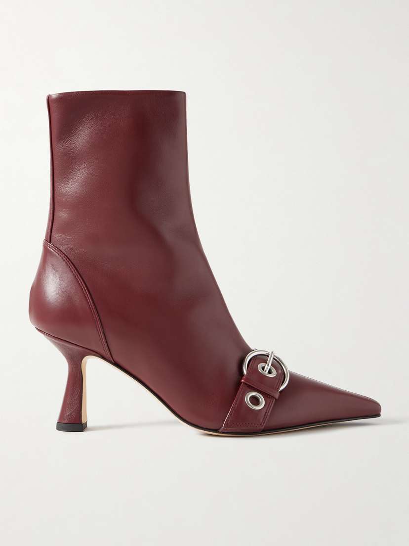 aeyde Halima Buckle-embellished Leather Ankle Boots