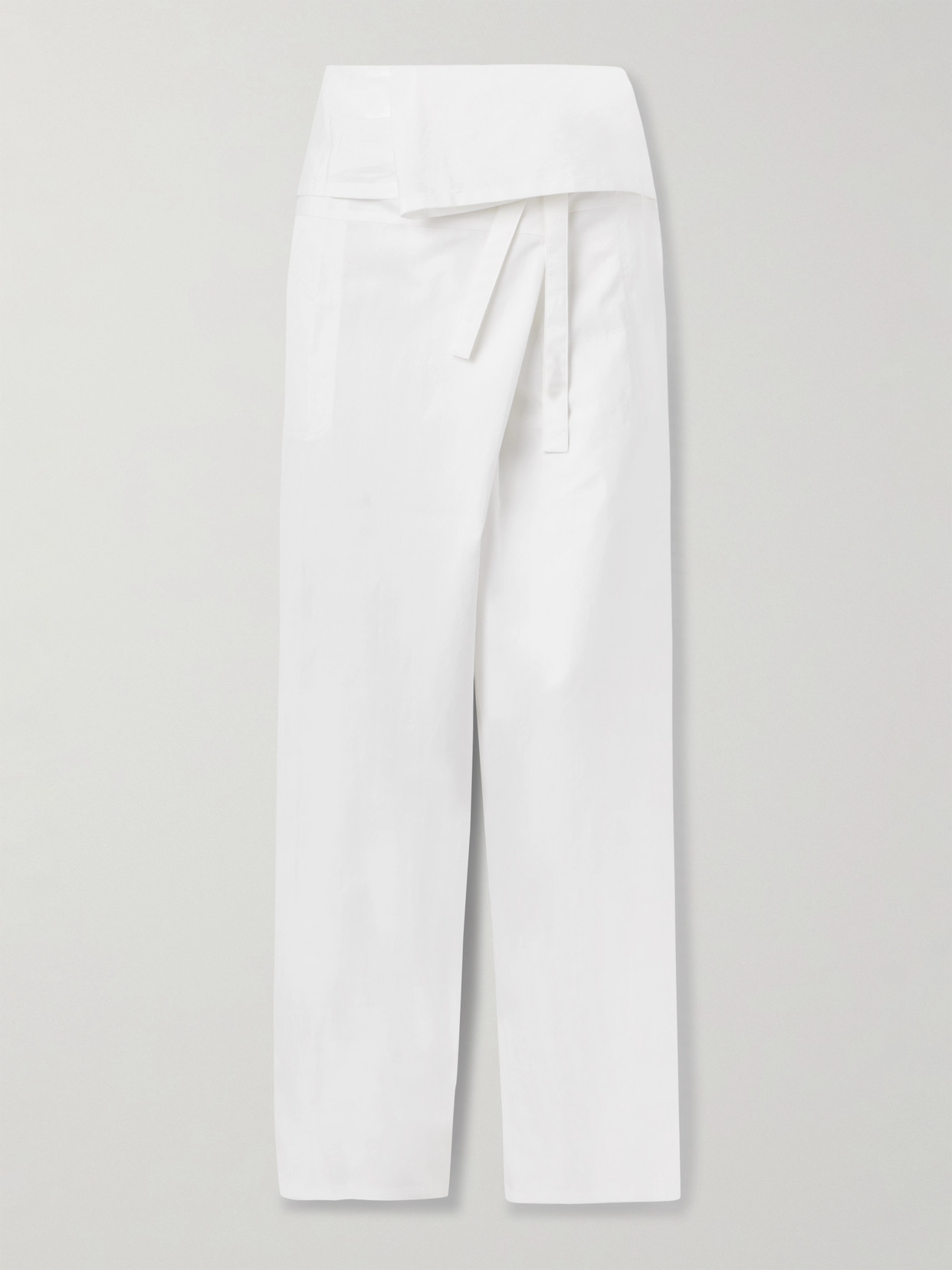 Wardrobe.nyc Fisherman Tie-front Cotton Wide-leg Pants In White