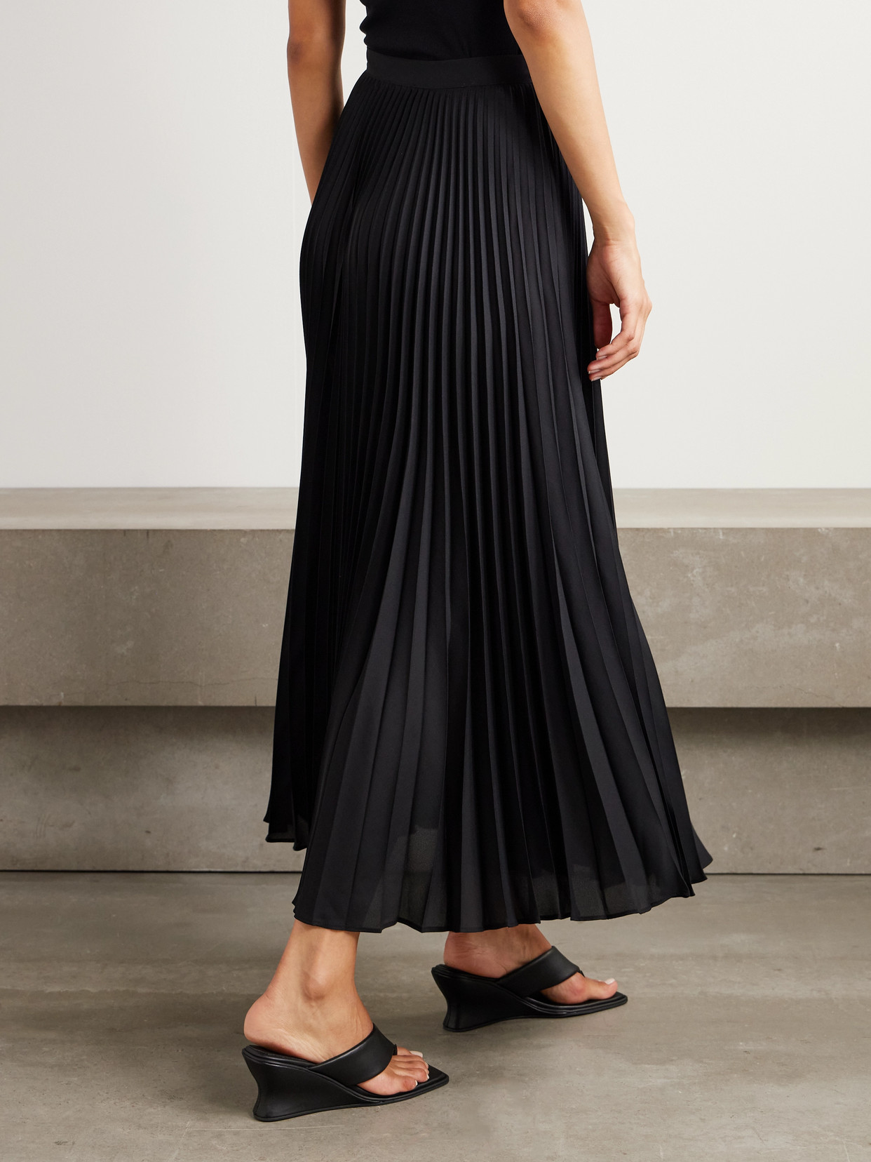 Wardrobe.nyc Wardrobe. Nyc Contour Pinstripe Wool Midi Skirt In Black