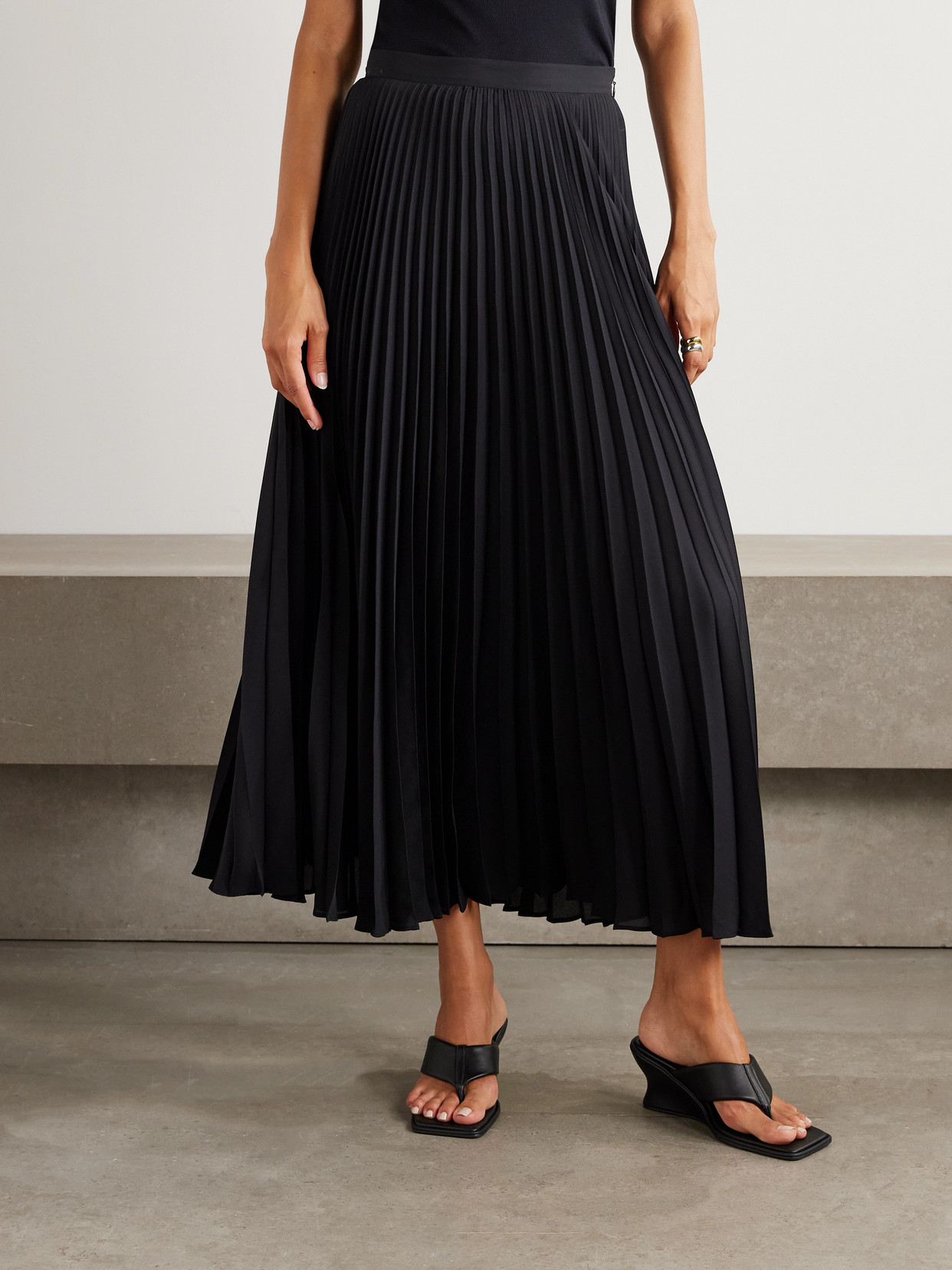 Wardrobe.nyc Wardrobe. Nyc Contour Pinstripe Wool Midi Skirt In Black