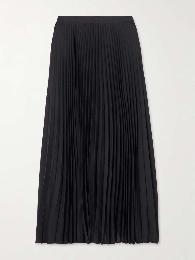 Wardrobe.NYC Pleated Crepe Midi Skirt