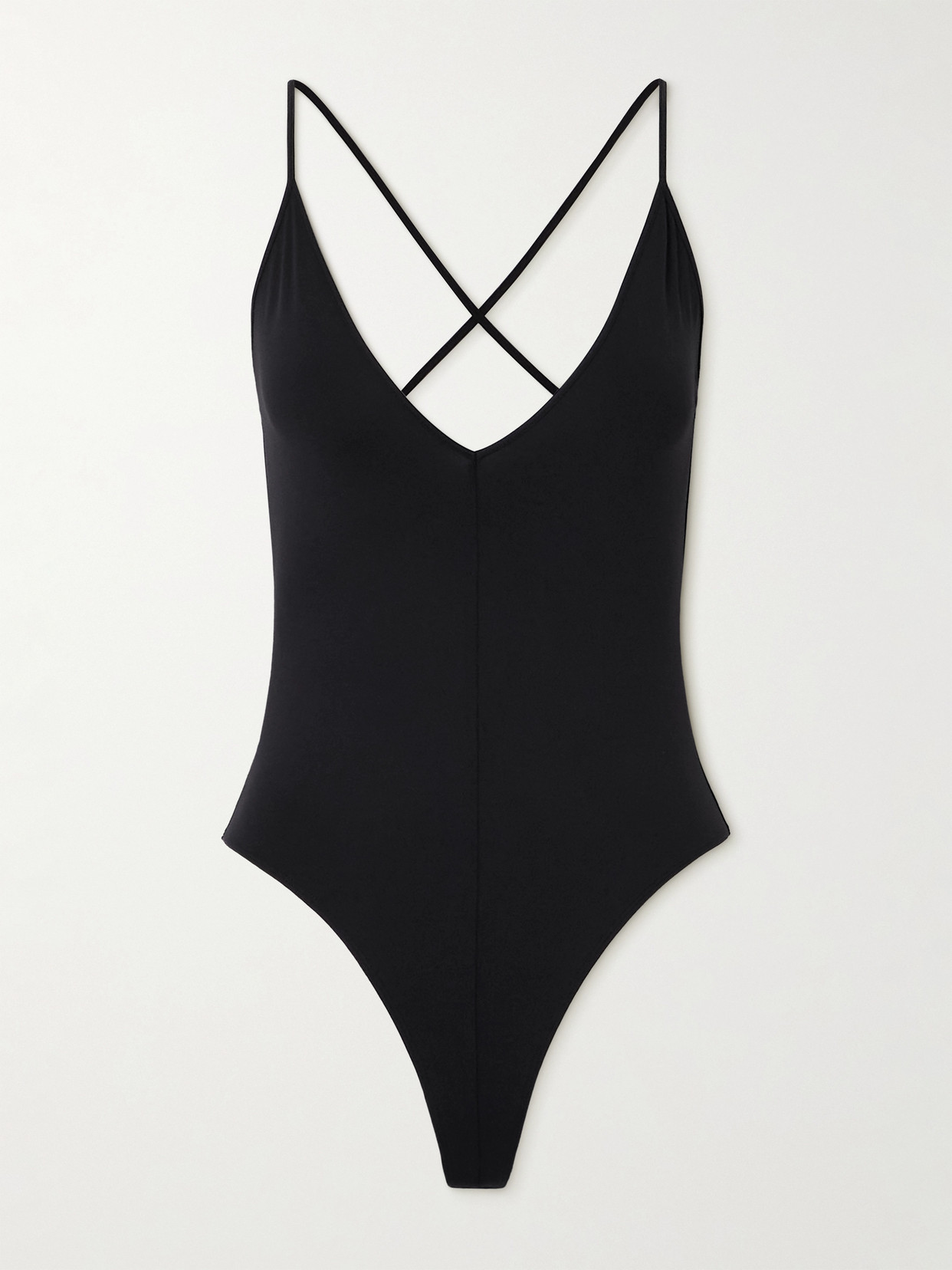 Wardrobe.nyc Stretch-jersey Thong Bodysuit In Black