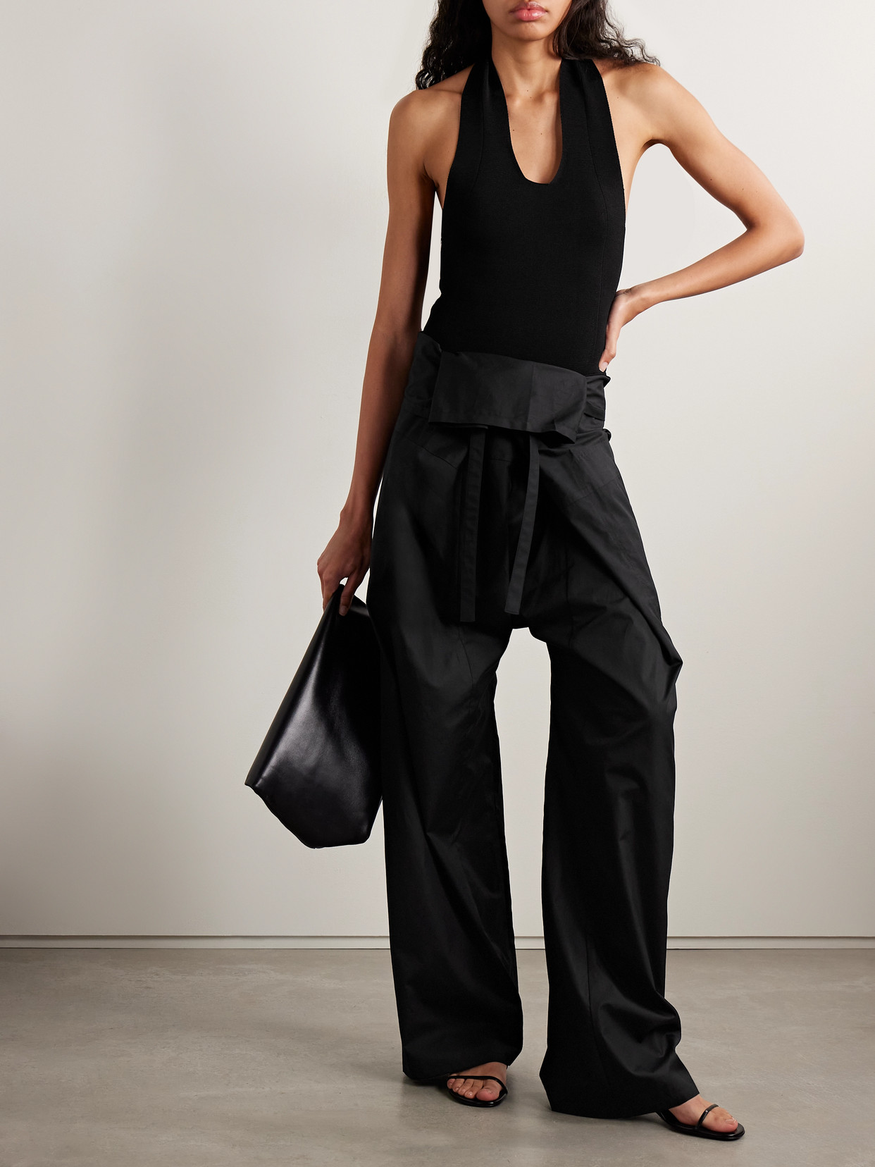 Wardrobe.nyc Fisherman Tie-front Wide-leg Pants In Black