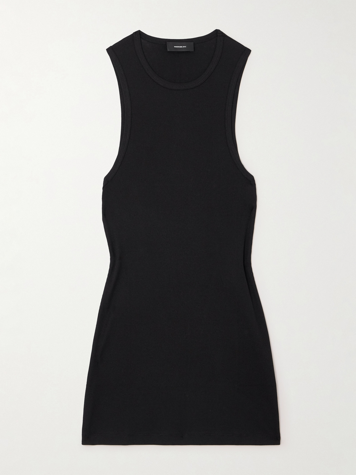Wardrobe.nyc Ribbed Cotton-blend Jersey Mini Dress In Black