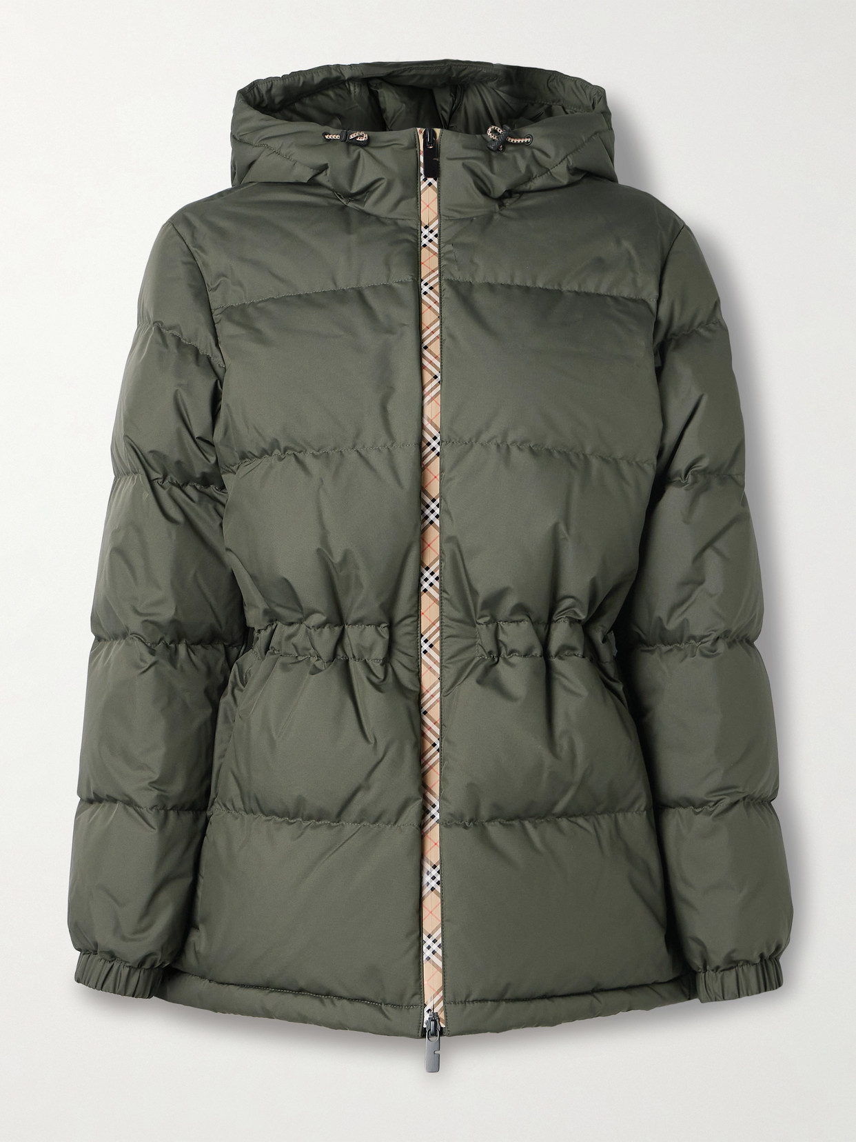 Burberry Hooded Quilted Shell Down Coat In Green