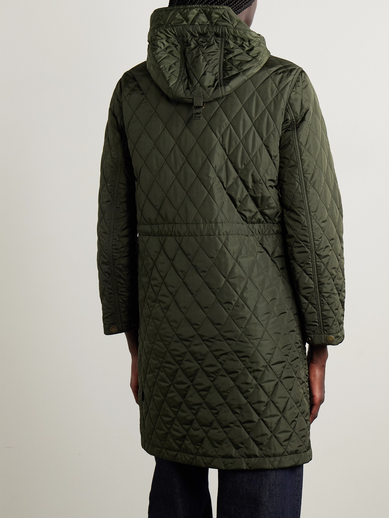 Burberry Hooded Quilted Shell Jacket In Green