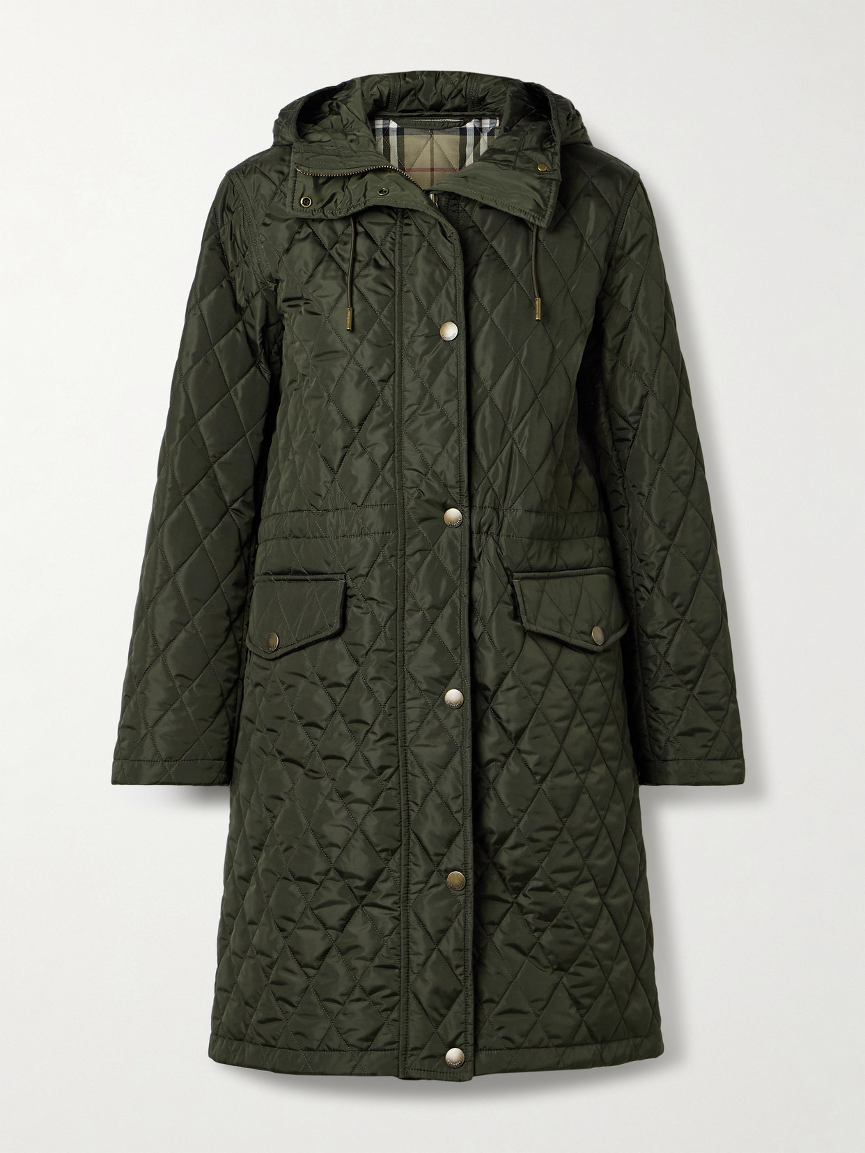 Burberry Hooded Quilted Shell Jacket In Green