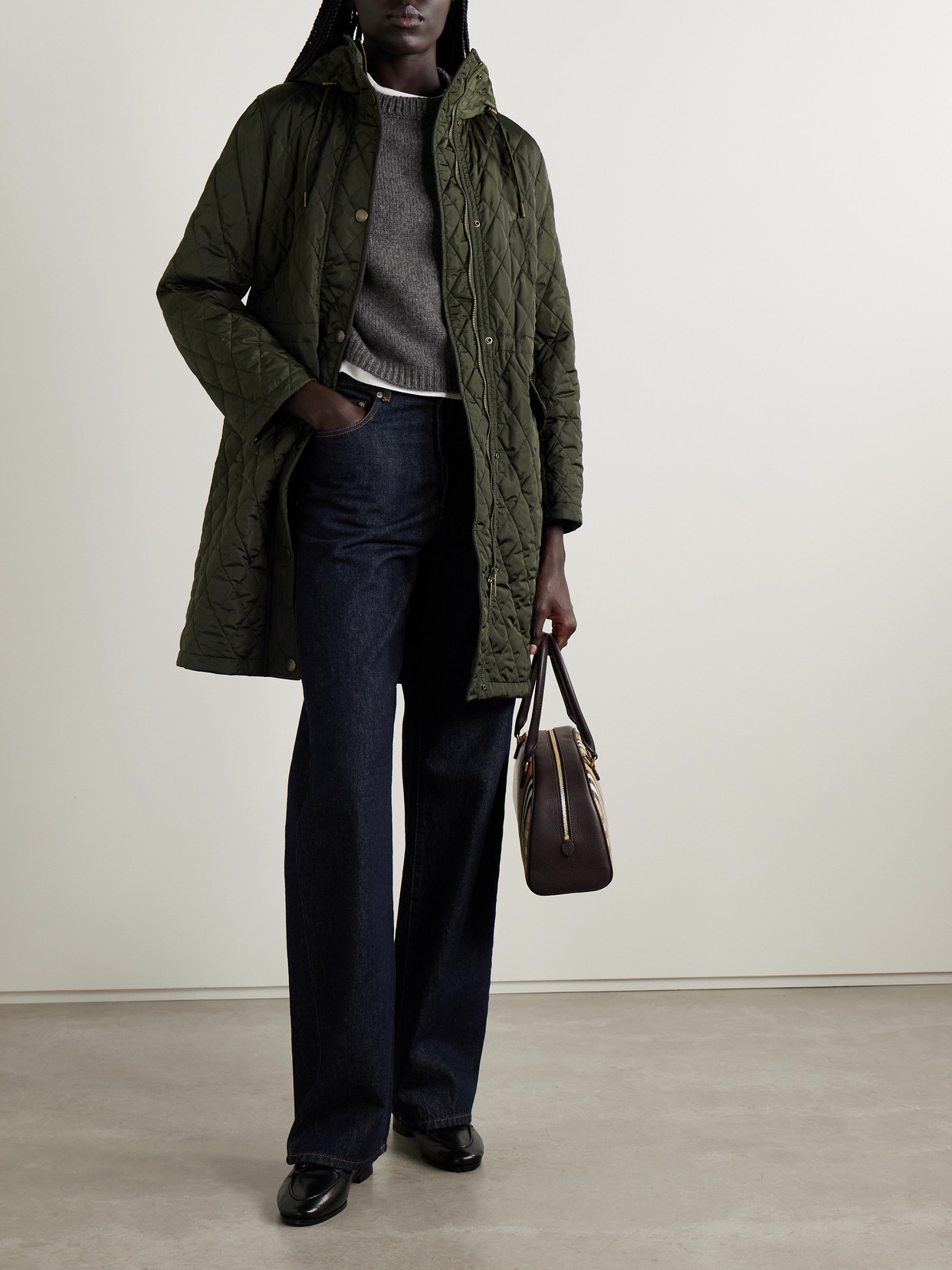 Burberry Hooded Quilted Shell Jacket In Green