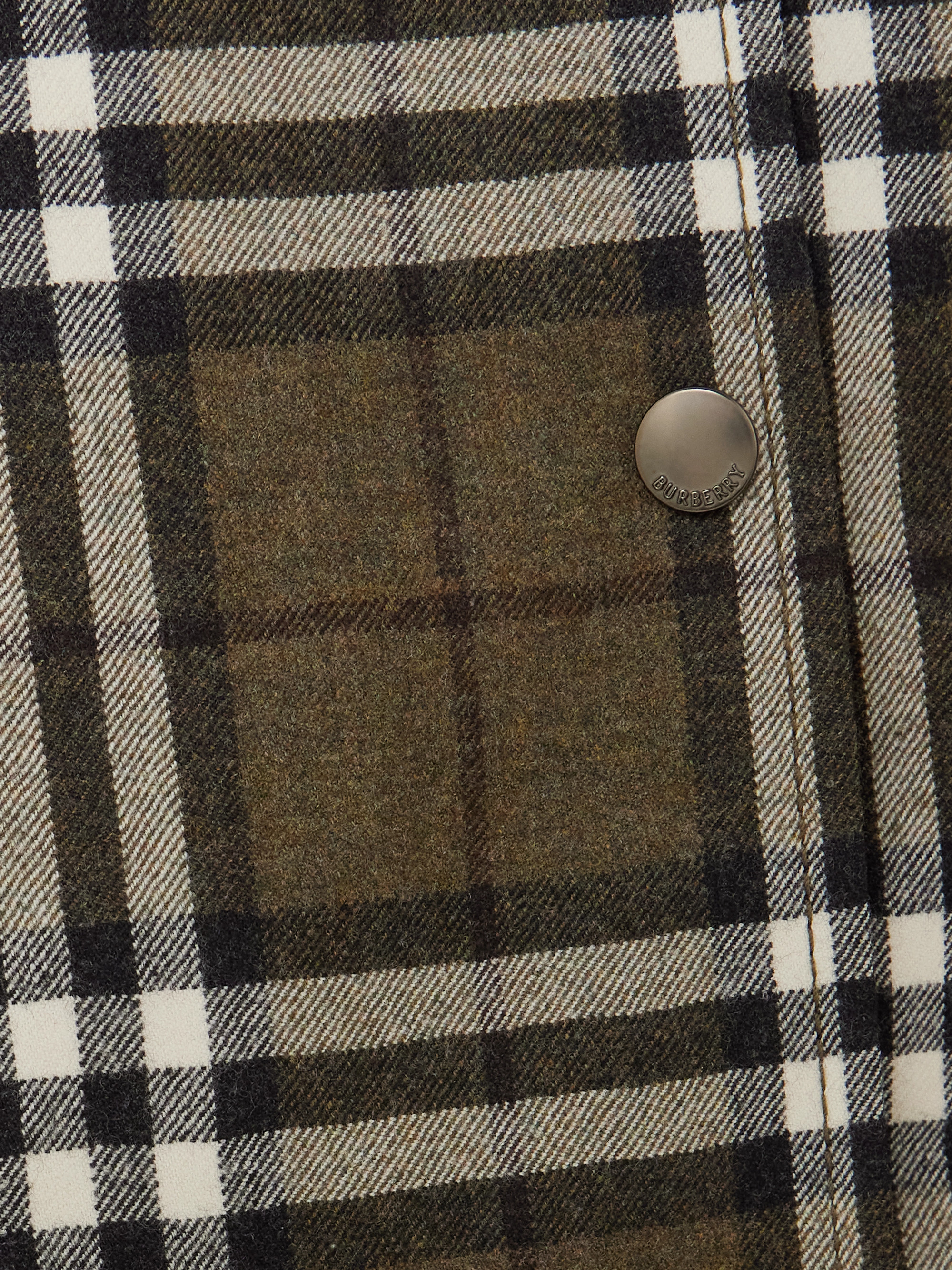 Burberry Button-embellished checked wool-twill mini skirt