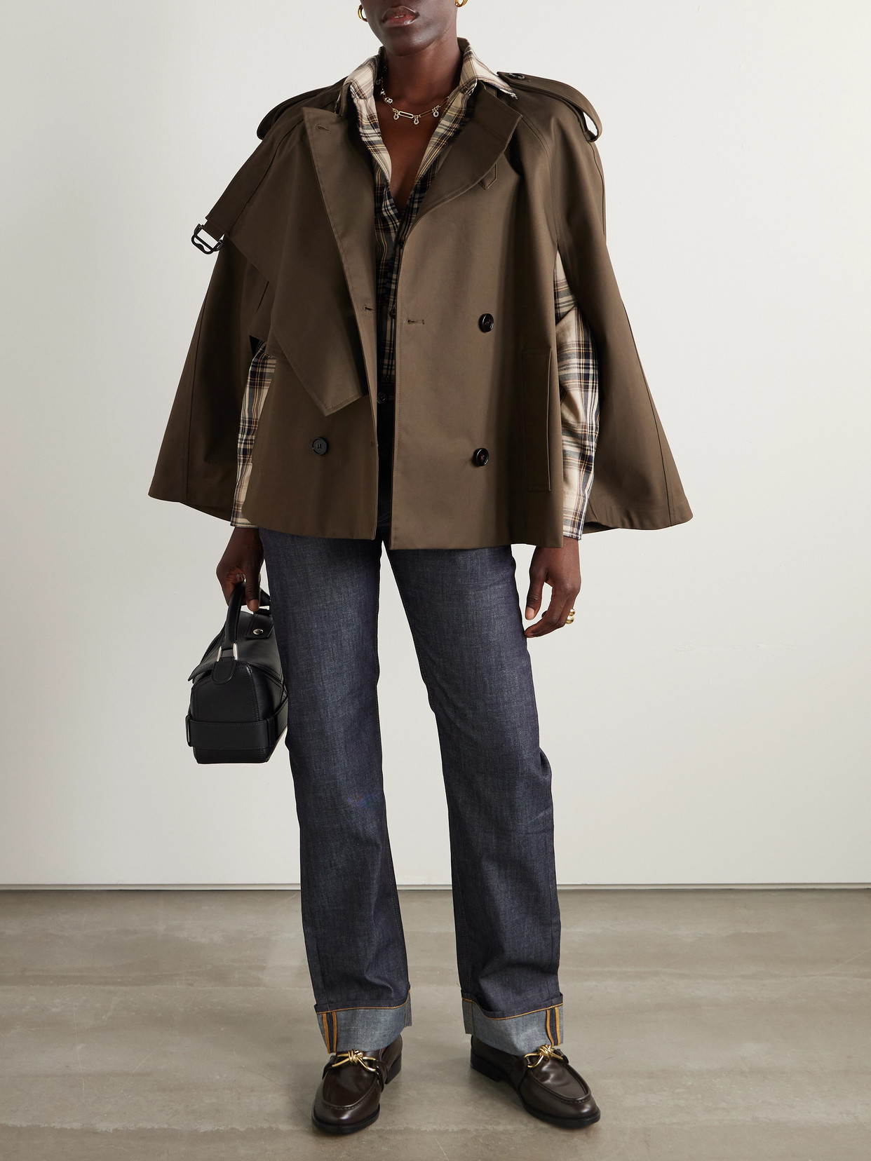 Burberry Double-breasted Cotton-gabardine Cape In Green