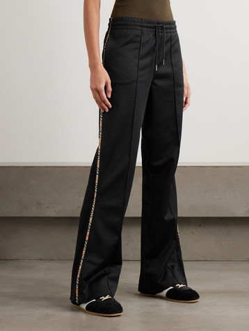 Burberry Checked piqué-trimmed jersey flared track pants
