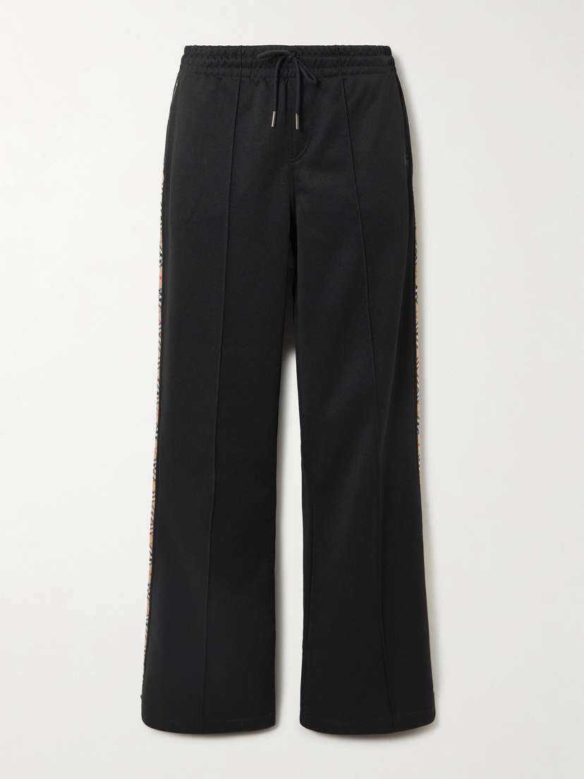 Burberry Checked Piqué-trimmed Jersey Flared Track Pants