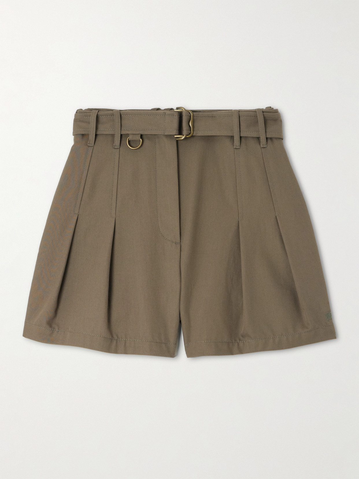 Burberry - Belted Embellished Pleated Cotton-gabardine Shorts - Green