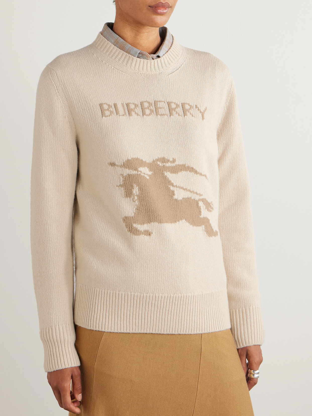 Burberry Equestrian Knight Wool Sweater In Neutral