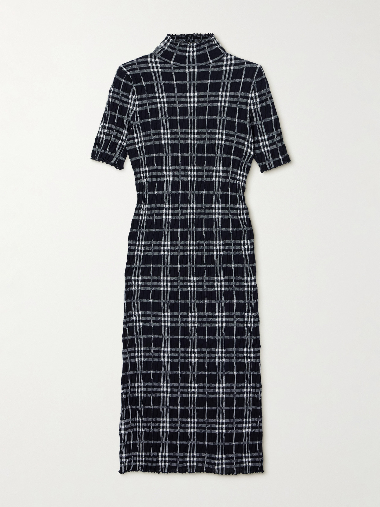 Burberry Checked Wool-blend Midi Dress In Black