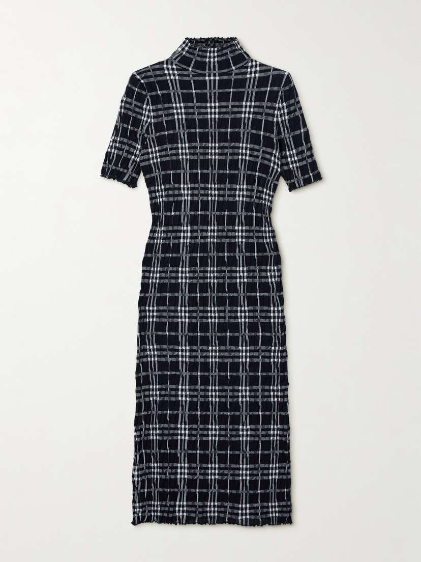 Burberry Checked Wool-blend Midi Dress