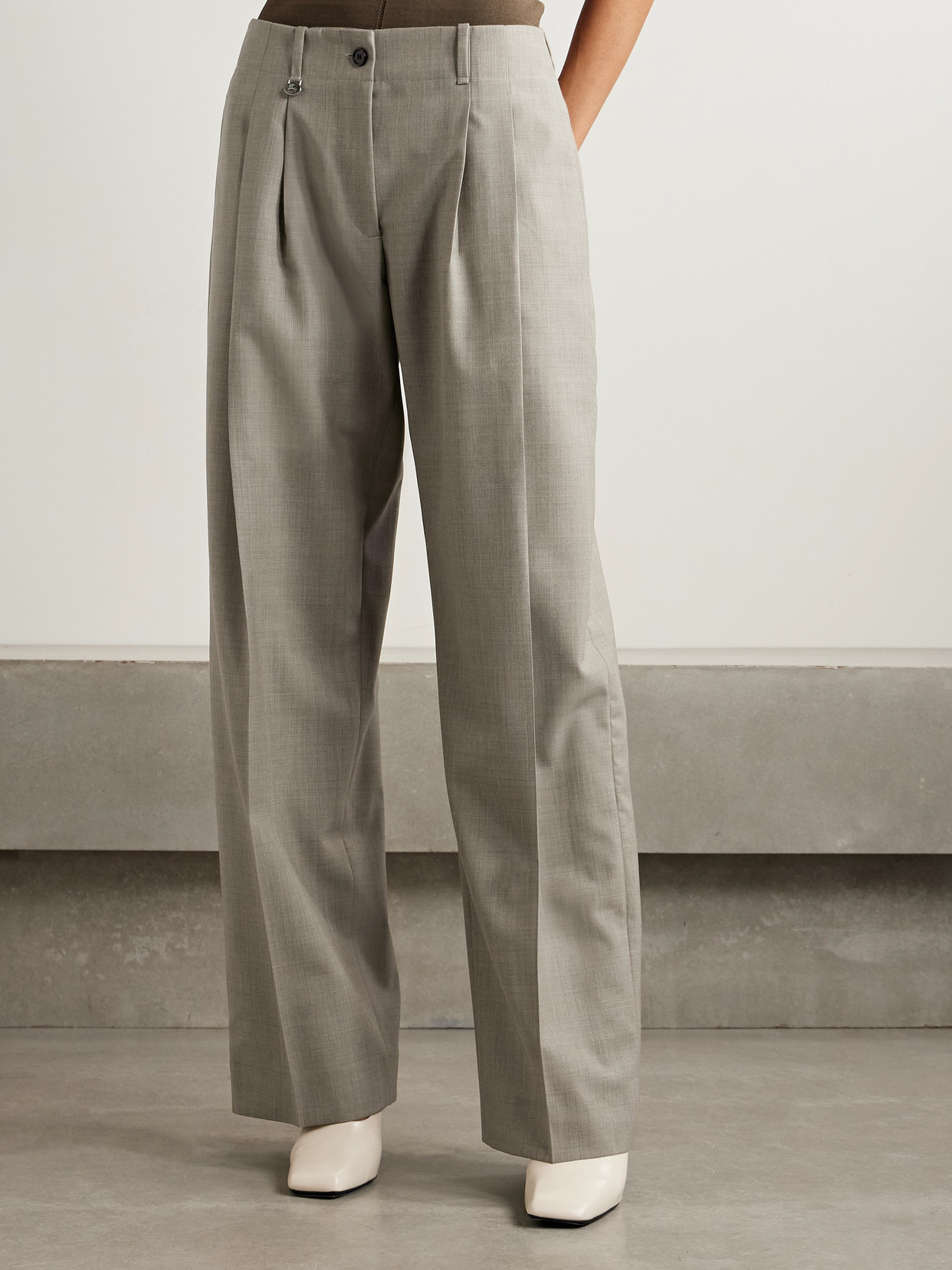 Burberry Pleated Wool Tapered Pants