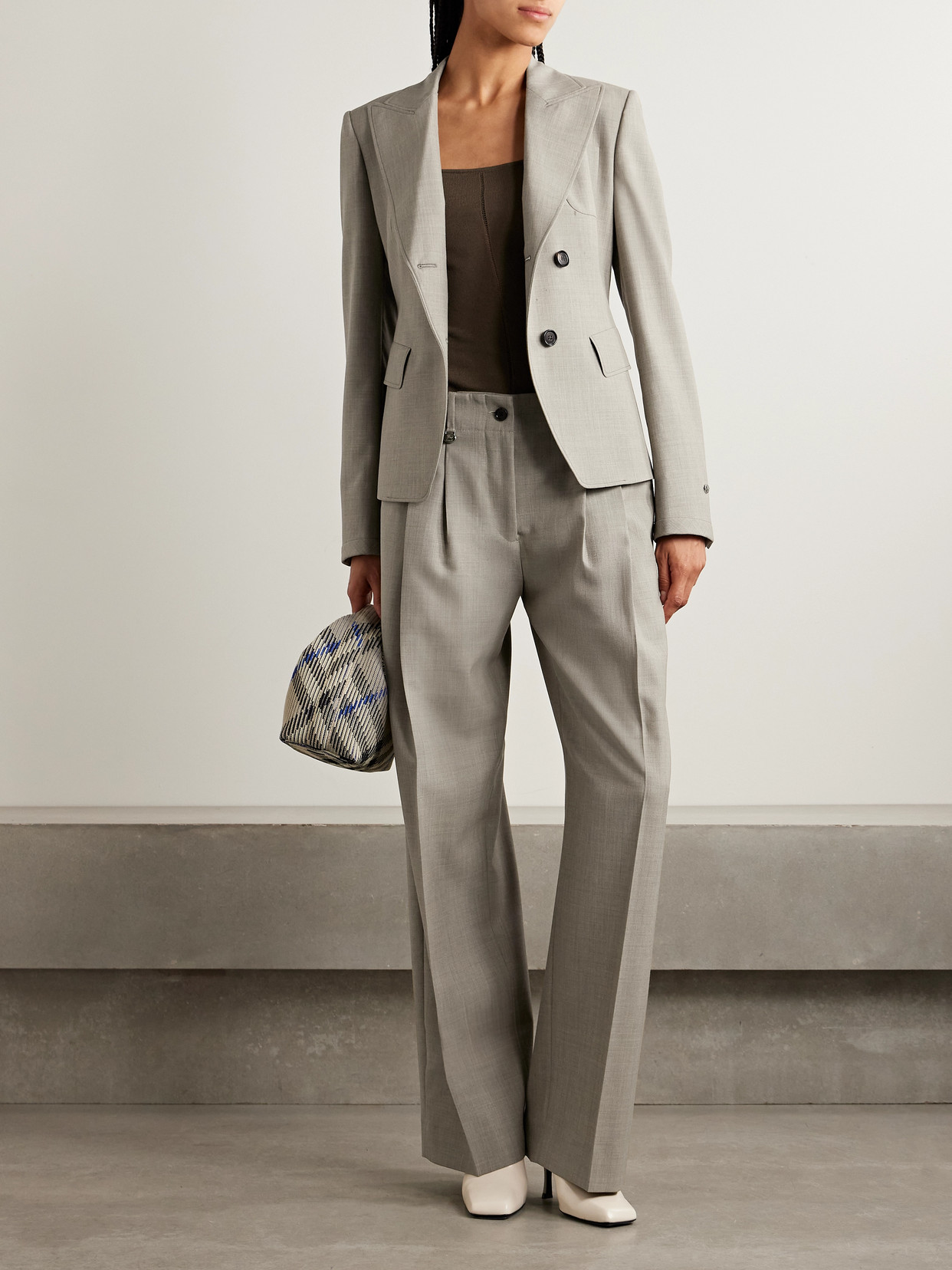 Burberry Pleated Wool Tapered Pants