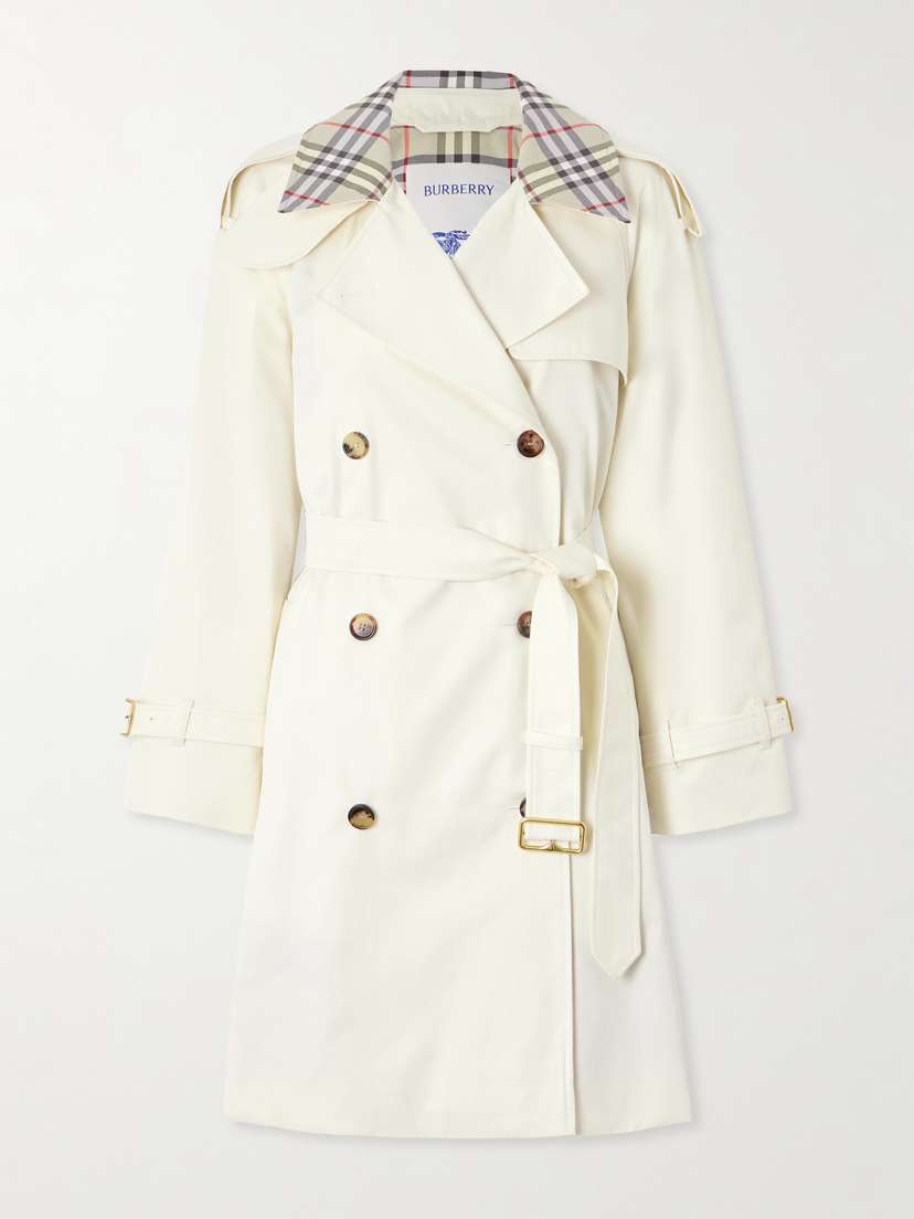 Burberry Double-breasted Checked Cotton-gabardine Trench Coat