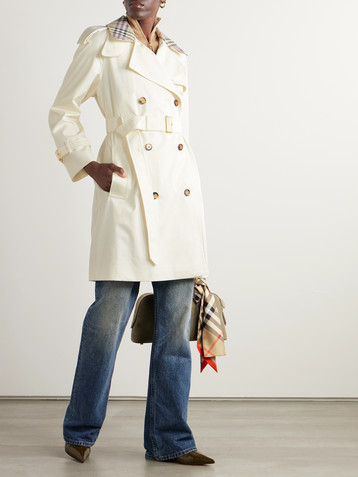 Burberry Double-breasted checked cotton-gabardine trench coat