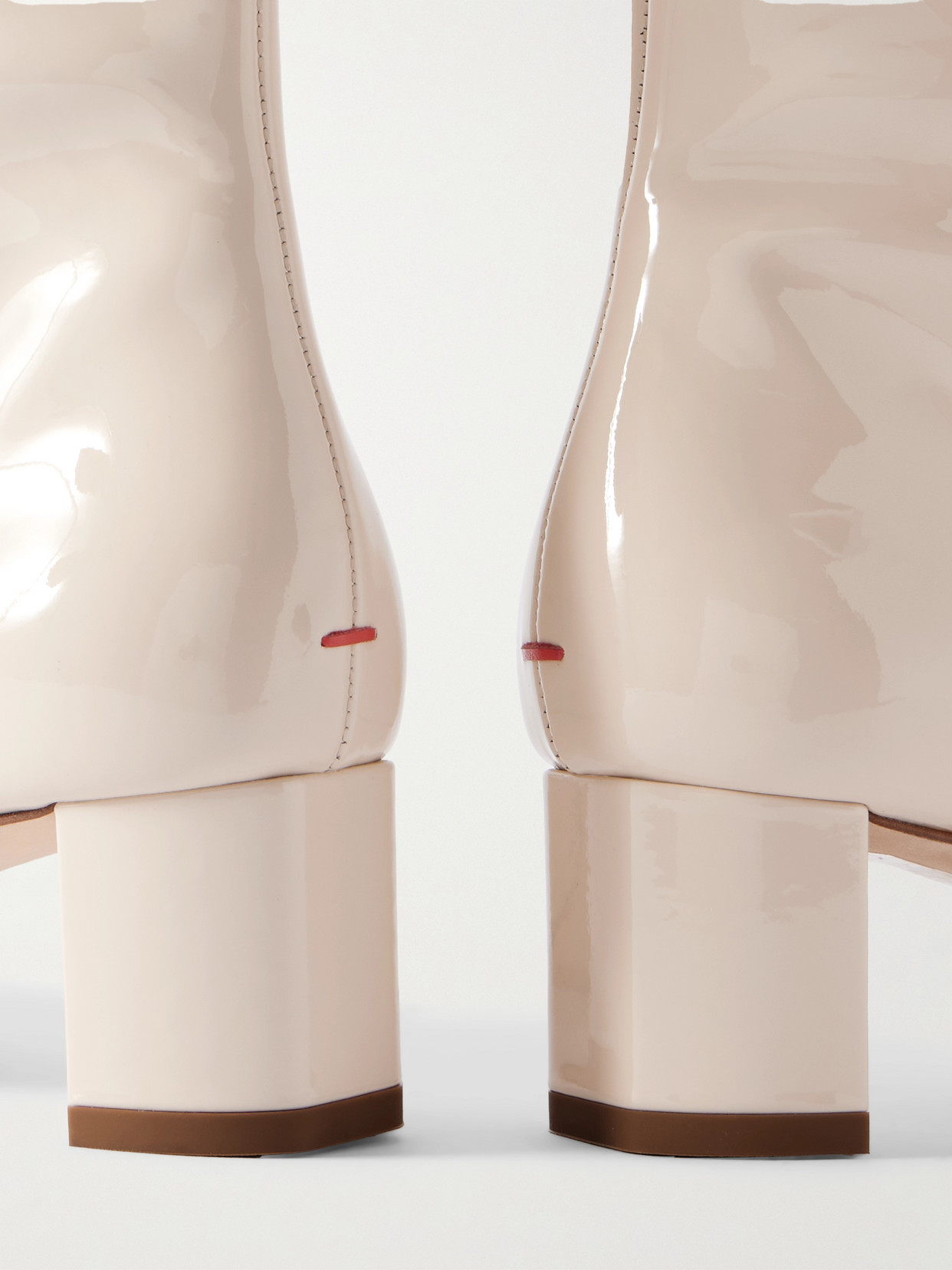 Aeyde Marty Patent-leather Knee Boots In Neutral