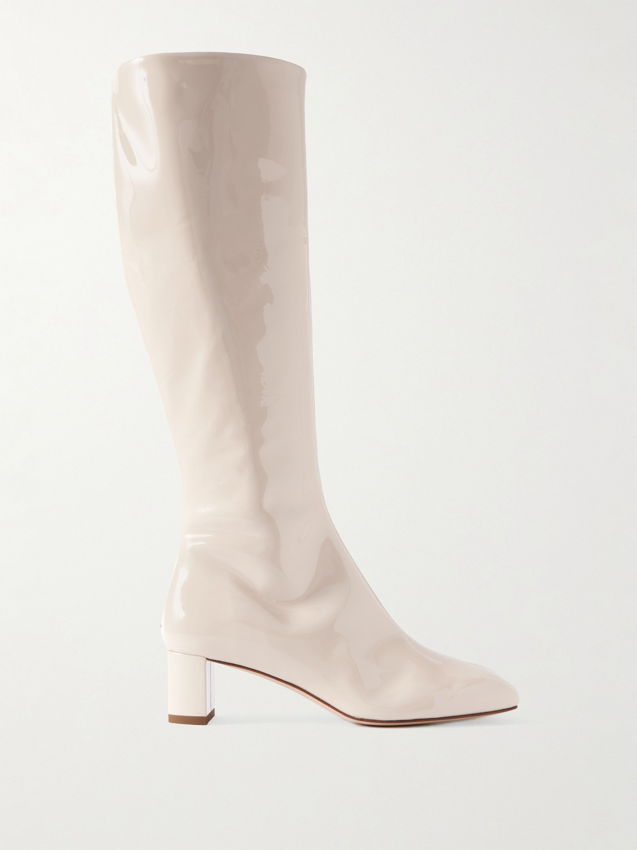 Aeyde Marty Patent-leather Knee Boots In Neutral