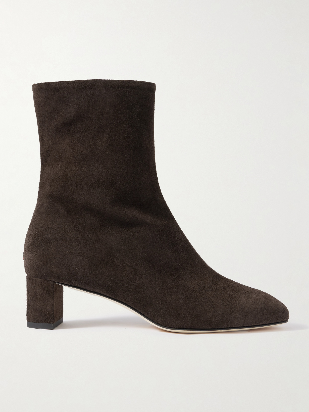 Aeyde 45mm Millie Suede Block-heel Boots In Brown