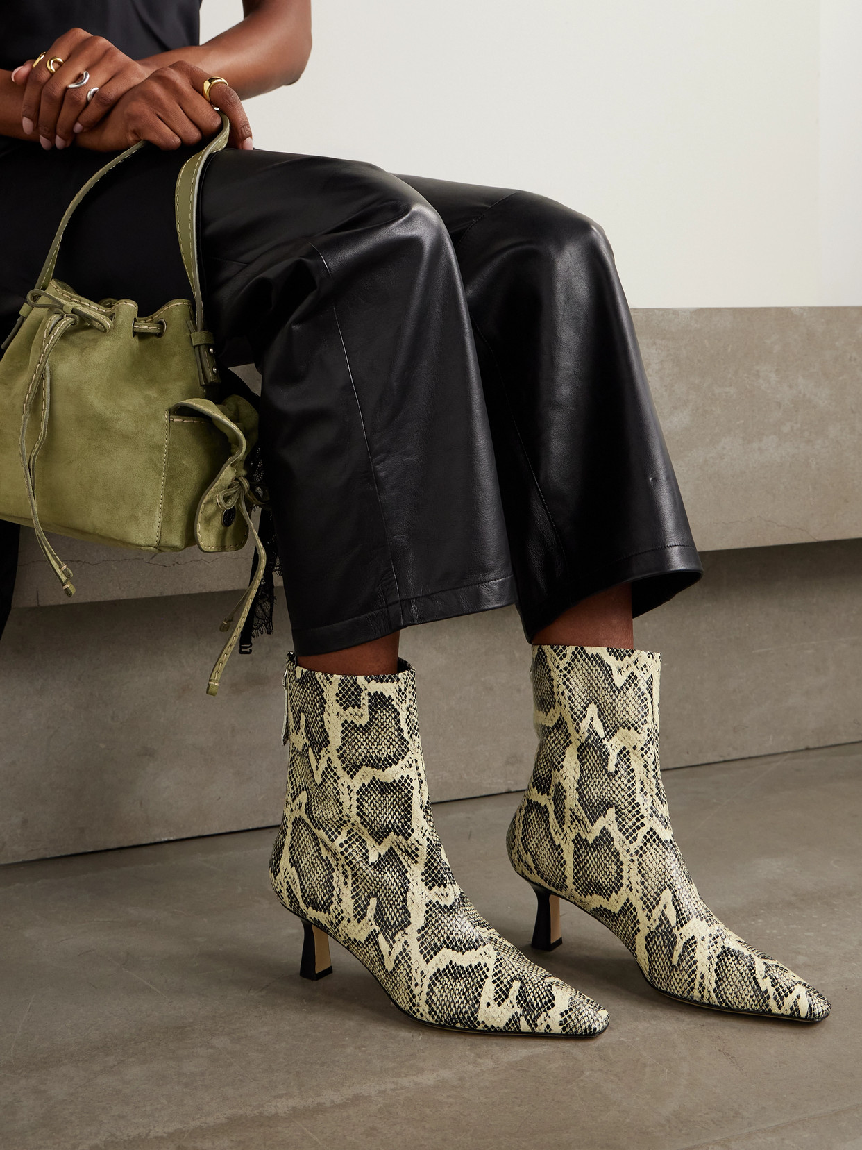 Aeyde Elina Snake-effect Leather Ankle Boots In Brown