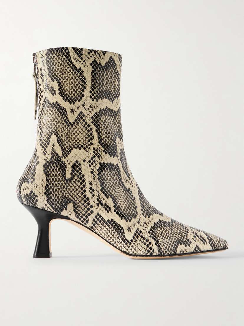 aeyde Elina Snake-effect Leather Ankle Boots