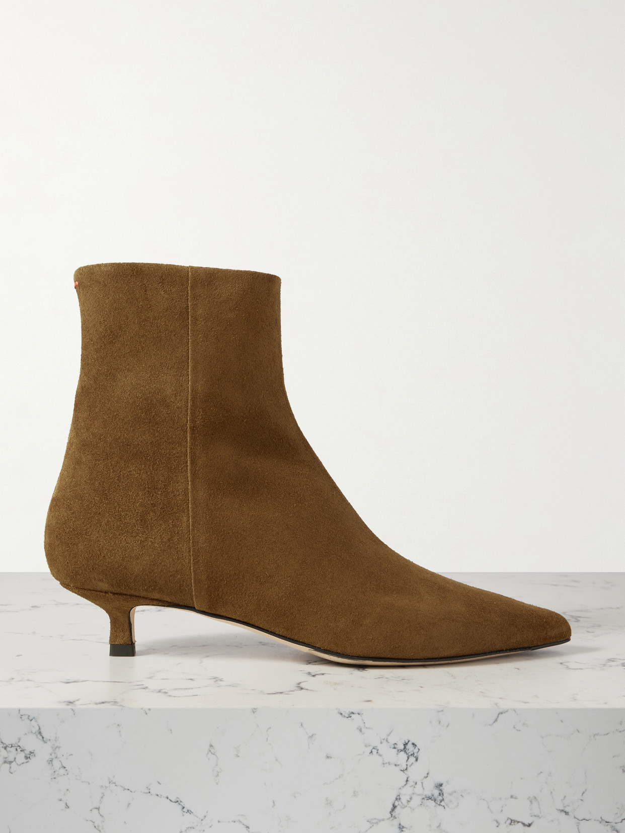 Aeyde Pointed-toe Kitten-heel Boots In Brown