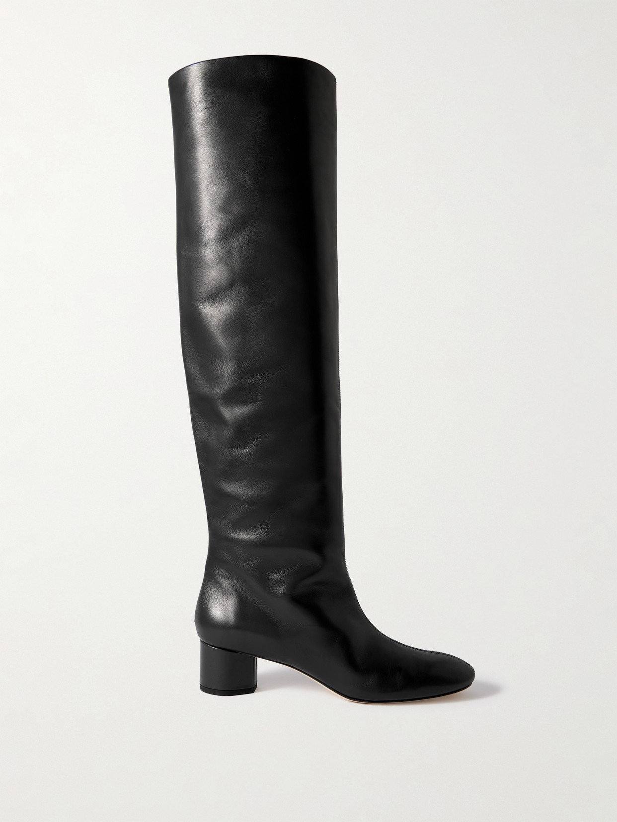 Aeyde Womens Black Willa Heeled Leather Knee-high Boots In Black